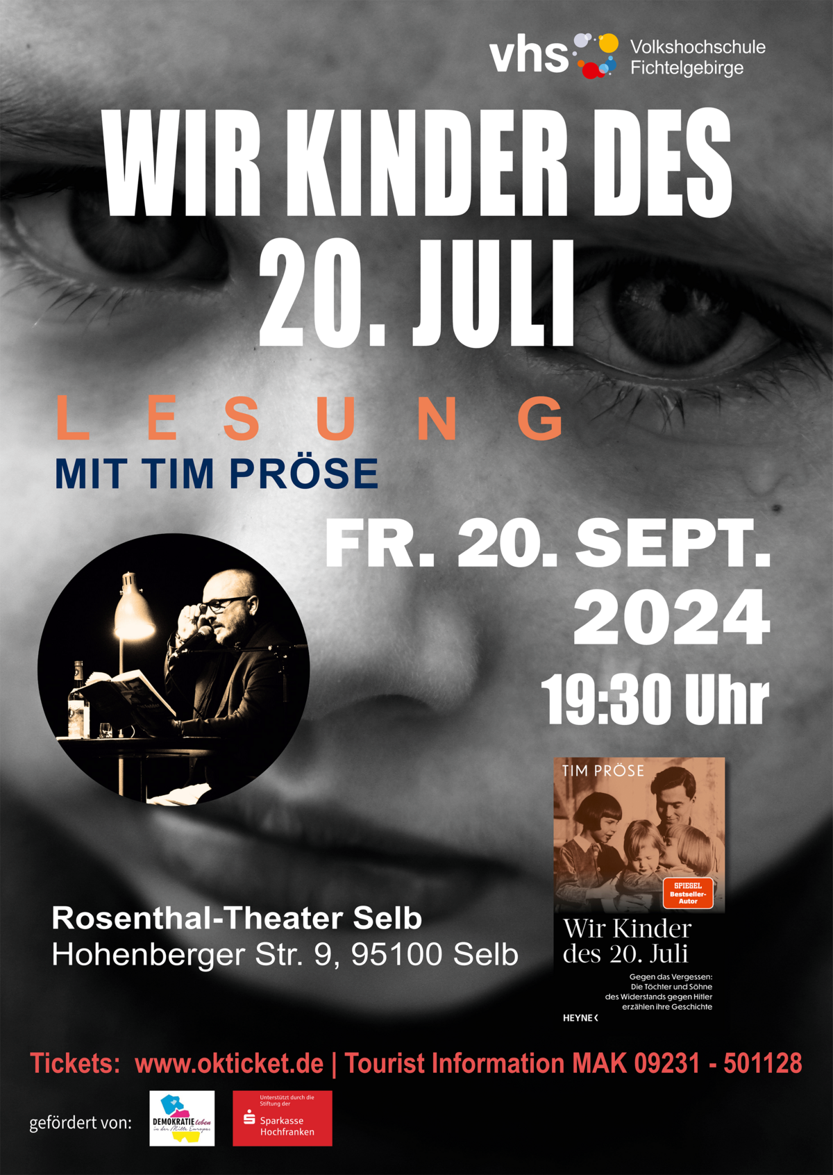 Plakat für die Lesung "Wir Kinder des 20. Juli" von und mit Tim Pröse