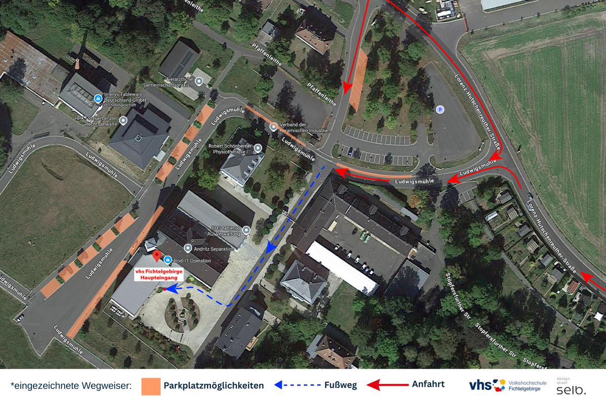 Wegbeschreibung zur vhs Fichtelgebirge in Selb