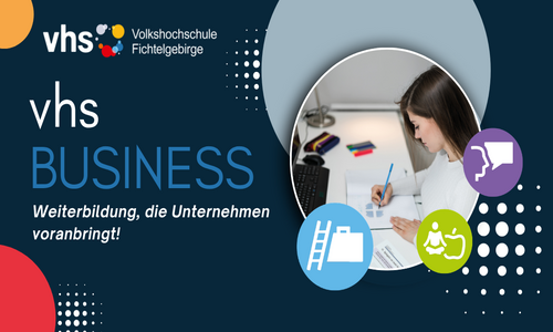 Weiterbildung, die Unternehmen voranbringt  Stärken Sie Ihr Team und sichern Sie die Zukunft Ihres Unternehmens. Die vhs Fichtelgebirge bietet individuelle Firmenschulungen, die fachliche Kompetenzen fördern, Wissen praxisnah vermitteln und gezielt auf Ihre betrieblichen Anforderungen abgestimmt sind. Gemeinsam entwickeln wir Lösungen, die zu Ihrem Unternehmen und Ihren Mitarbeitenden passen.