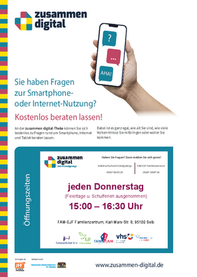 Plakat zusammen digital mit Kontaktdaten und Terminen