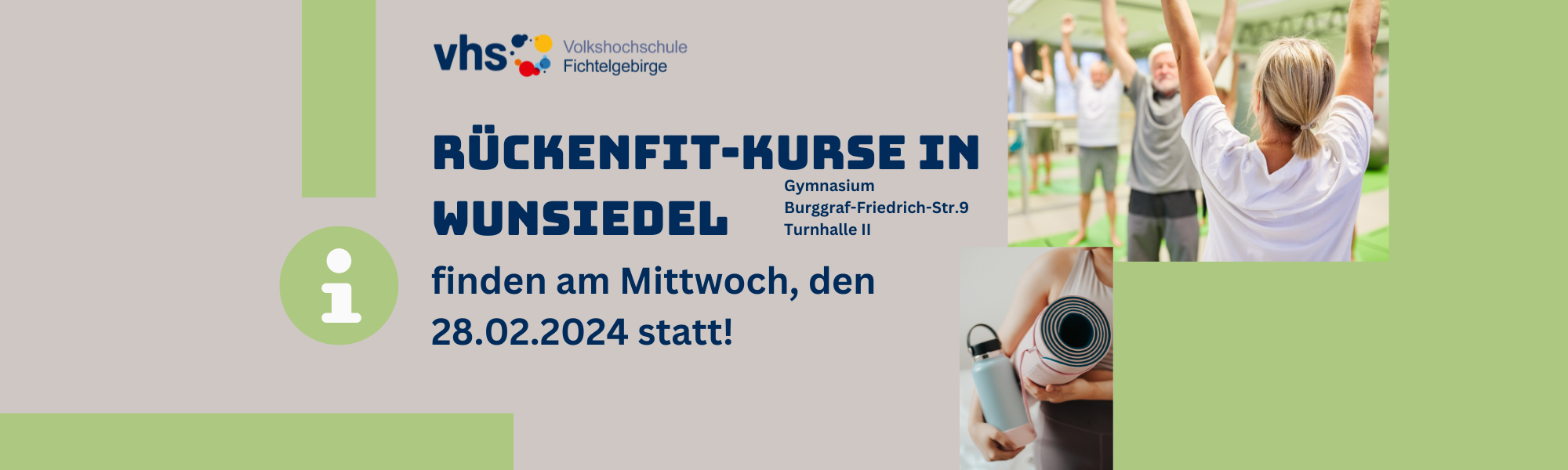 Die Rückenfit-Kurse in Wunsiedel finden am 28.02.2024 statt!